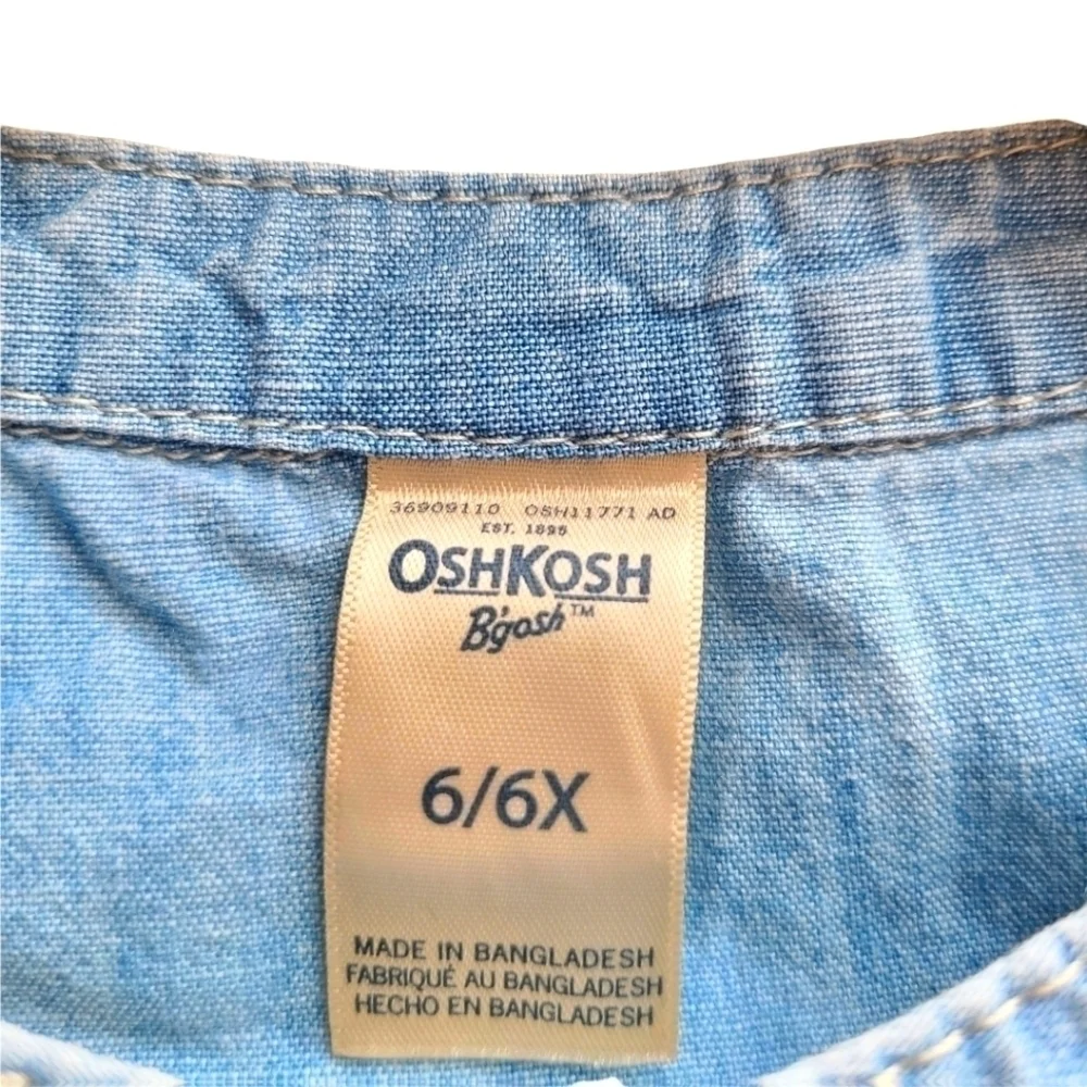 Oshkosh B'gosh Light-weight Whitewashed Denim Dress, Blue, Farmhouse, Size 6